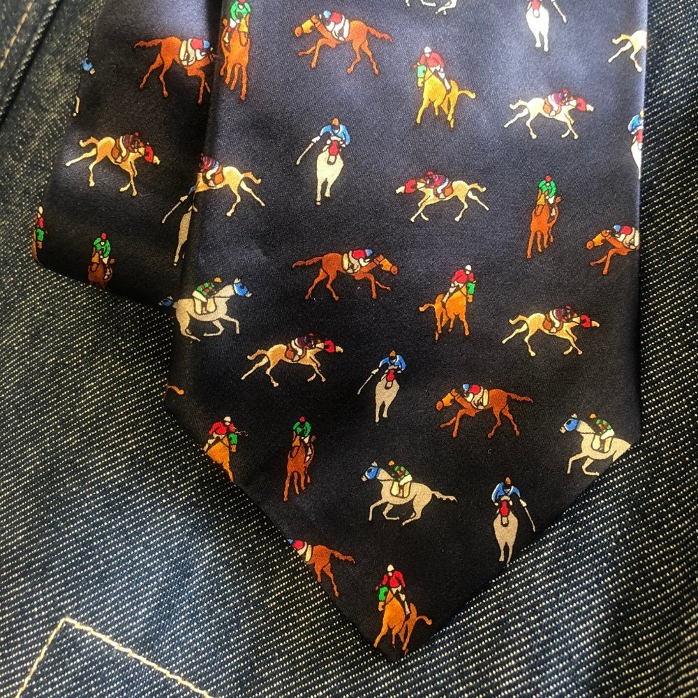 POLO JOCKEY HORSES Museum Artifacts Silk Neck Tie
